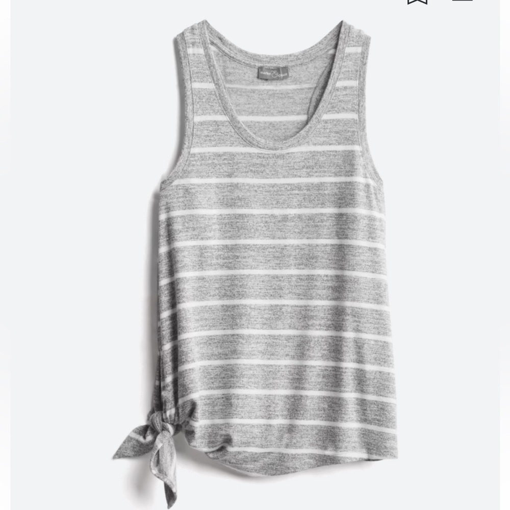 Market & Spruce Vreelan Side Knot Knit Top Women’s M Grey Stripe